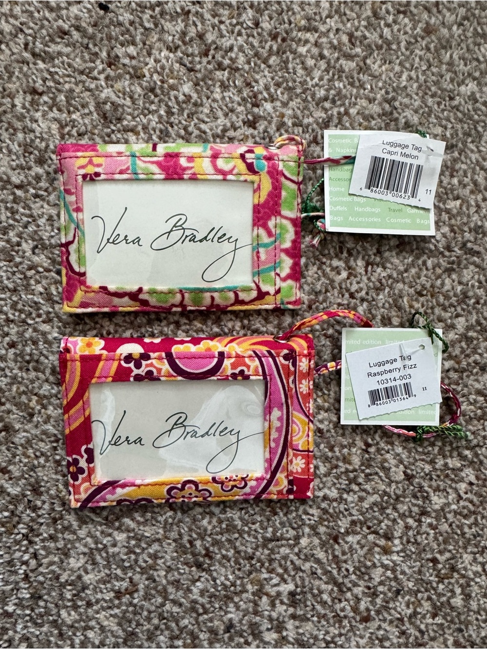 NWT Vera Bradley Floral Luggage Tags - Capri Melon and Raspberry Fizz